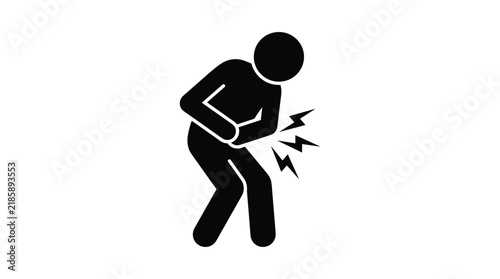 Person Clutching Stomach Pain Symptom Vector Illustration