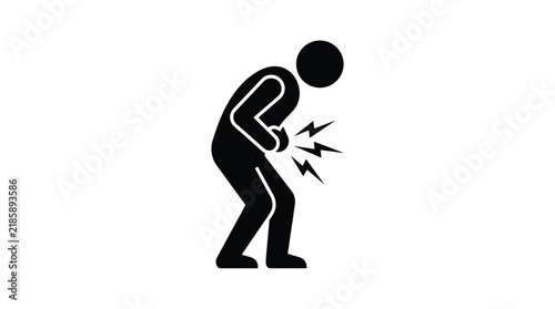 Person Clutching Stomach Pain Symptom Vector Illustration Variant
