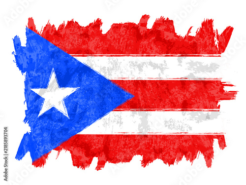 Flag of Puerto Rico, brush stroke background.  Flag Puerto Rico on white background. Watercolor style for your web site design, app, UI.  EPS10.