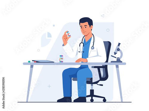 Doctor Holding Medication In Clinical Setting