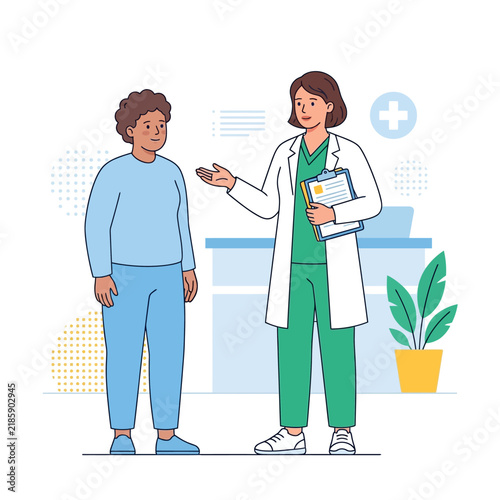 Doctor Explaining Medical Results To Patient In Clinic Setting