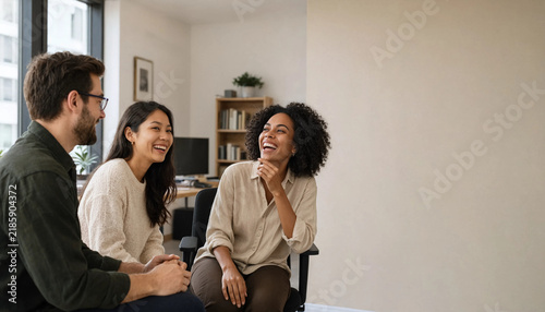 Business colleagues having a casual discussion in modern office