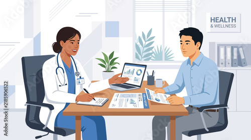 Doctor Discussing Health Report With Patient In A Modern Office