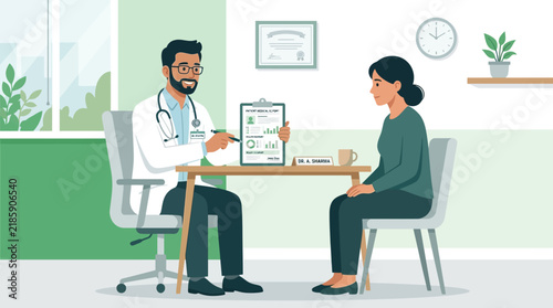 Doctor Discussing Medical Results With Patient in Consultation Room