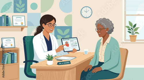 Doctor Discussing Heart Health With Senior Patient Digitally