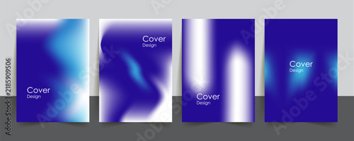 Blue and white abstract poster or vertical background vector set. A4 holographic gradient cover design for brochure, flyer, poster, banner, book, annual report presentation Background.
