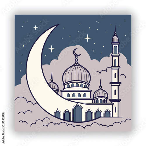 Glowing Crescent Moon Shab e Barat Islamic Night Celebration Vector Background