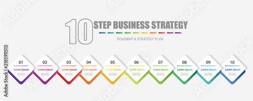 infographic elements template, business concept with 10 steps, rectangle shapes design with multi gradient color label for workflow layout, diagram, annual report, vector