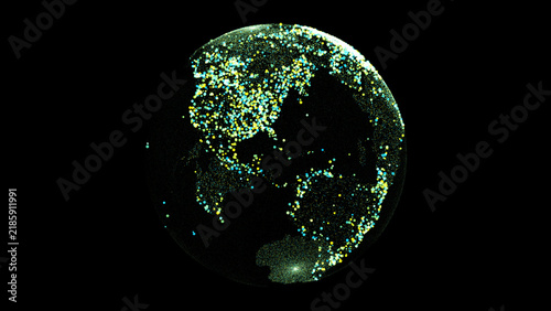 Spinning colorful globe of the earth planet isolated on black background