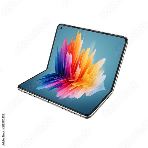 Modern laptop with colorful abstract background