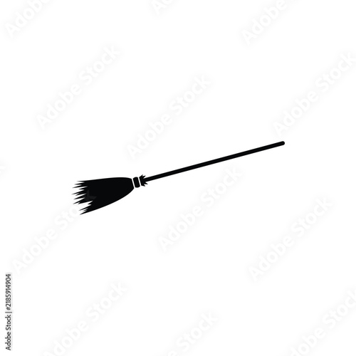 Flying broom icon isolated on white background. Witch Broom. Magic and witchcraft logo. A magical item. Vector illustration.