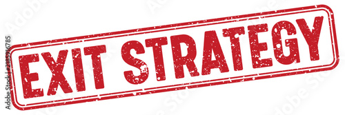 Foto exit strategy red grunge stamp with no background