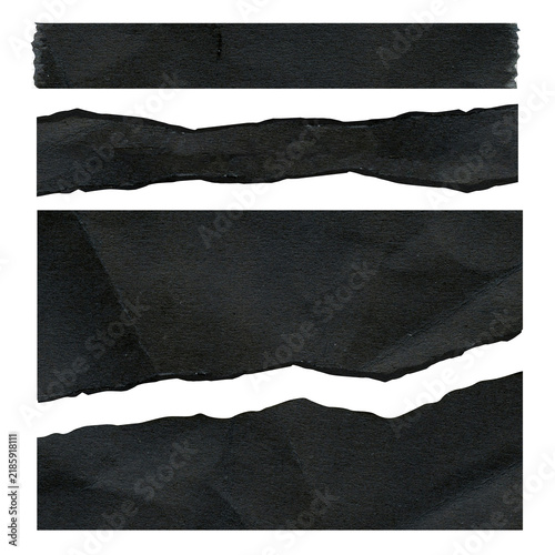 Black Torn Paper Texture with Rough Ripped Edges Transparent