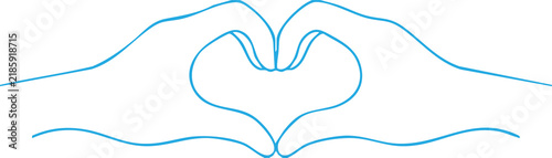 Light Blue Line Art Hands Making Heart Shape Outline Vector