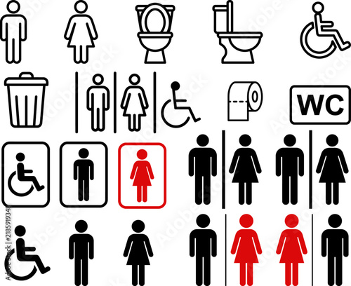 Toilet Signage Vector Icon Set