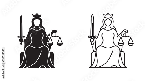 фотографія black silhouette with line art vector pair icon