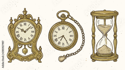 antique timekeeping devices for historical concepts and vintage design elements.