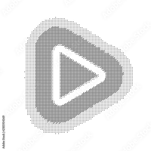 Play button icon vector halftone effect isolated on white