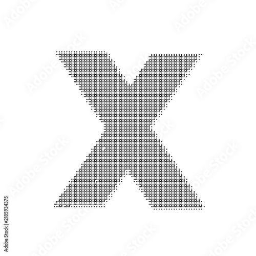 Letter X Halftone Dot Pattern Vector Isolated on White