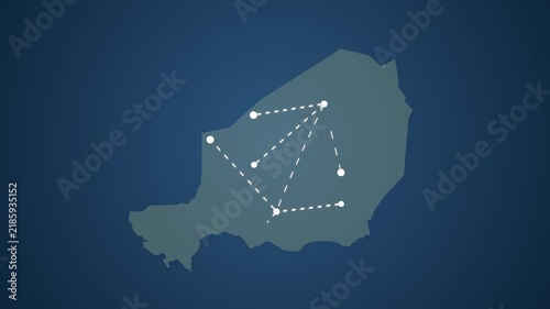 Niger Map with Connected Straight Lines Representing Signal Transmission