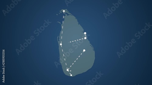 Sri Lanka Map with Connected Straight Lines Representing Signal Transmission