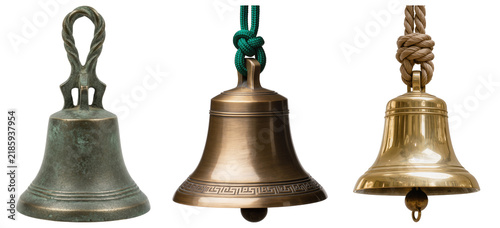 Fotografie Three different bells isolated on transparent background