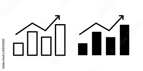 Canvastavla Upward Trending Graph Icon flat outline in black