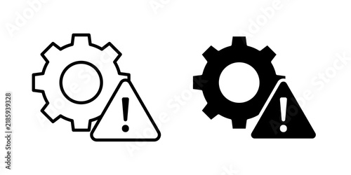 Technical warning icon flat outline in black