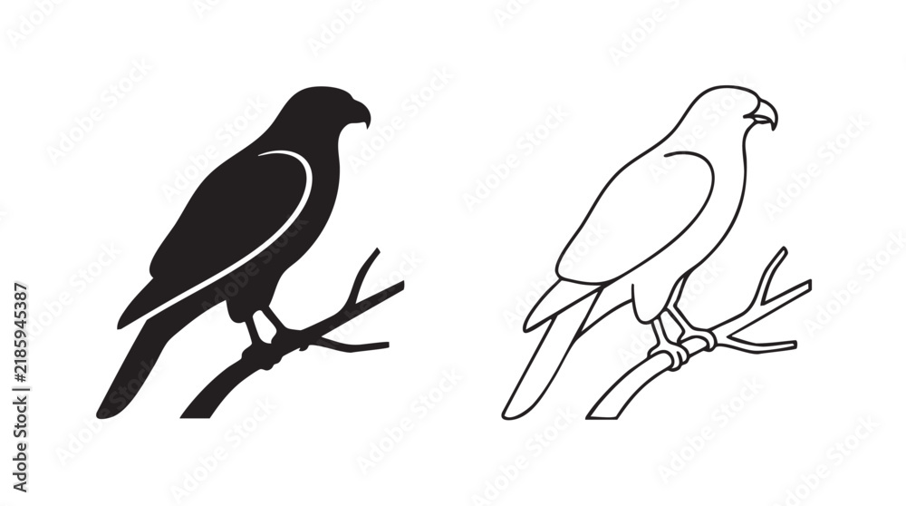 Fototapeta premium black silhouette with line art goshawk vector pair icon black silhouette with line art vector pair icon