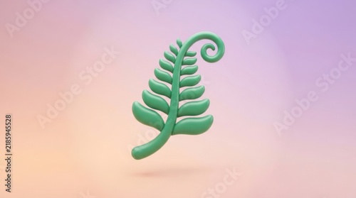 Stylized green 3d fern leaf icon representing nature and ecology