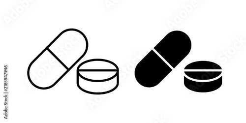 Bild auf Leinwand Painkiller icon flat outline in black