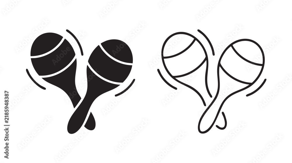 Obraz premium black silhouette with line art maracas vector pair icon black silhouette with line art vector pair icon