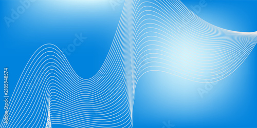 Abstract blue gradient background with shining lines waves. Minimalist background for banner, poster, cover, brochure, flyer, website