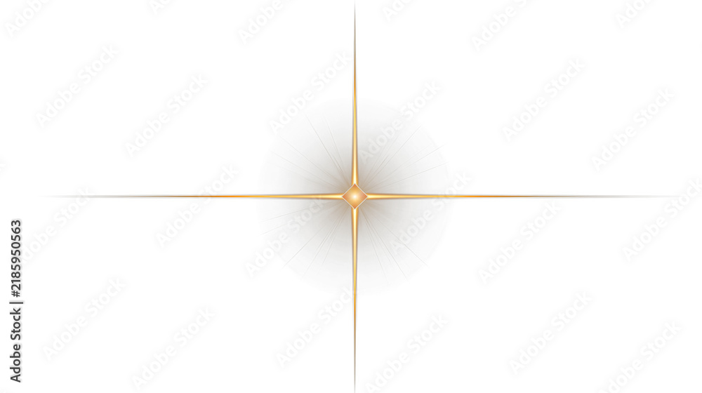 Fototapeta premium Golden starburst light effect radiates outwards, adding sparkle and glamour, perfect for luxurious design elements, isolated on transparent background