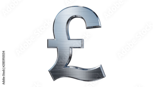 Bild auf Leinwand Polished metallic pound sterling symbol, isolated on transparent background