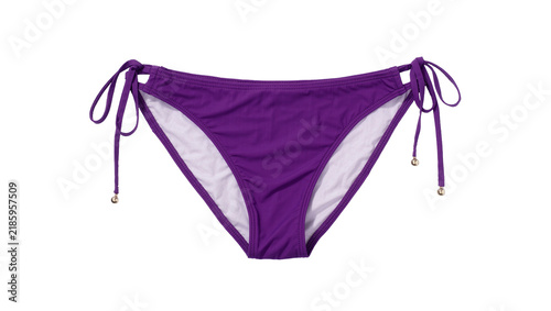 Canvastavla Purple bikini bottoms with side ties and gold beads, isolated on transparent bac