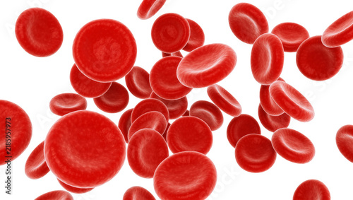 Fotografie Red blood cells floating, isolated on transparent background