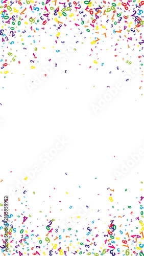 Flying colorful digits and numbers. School math notebook cover. Back to school mathematics banner on white background. Falling numbers vector illustration.