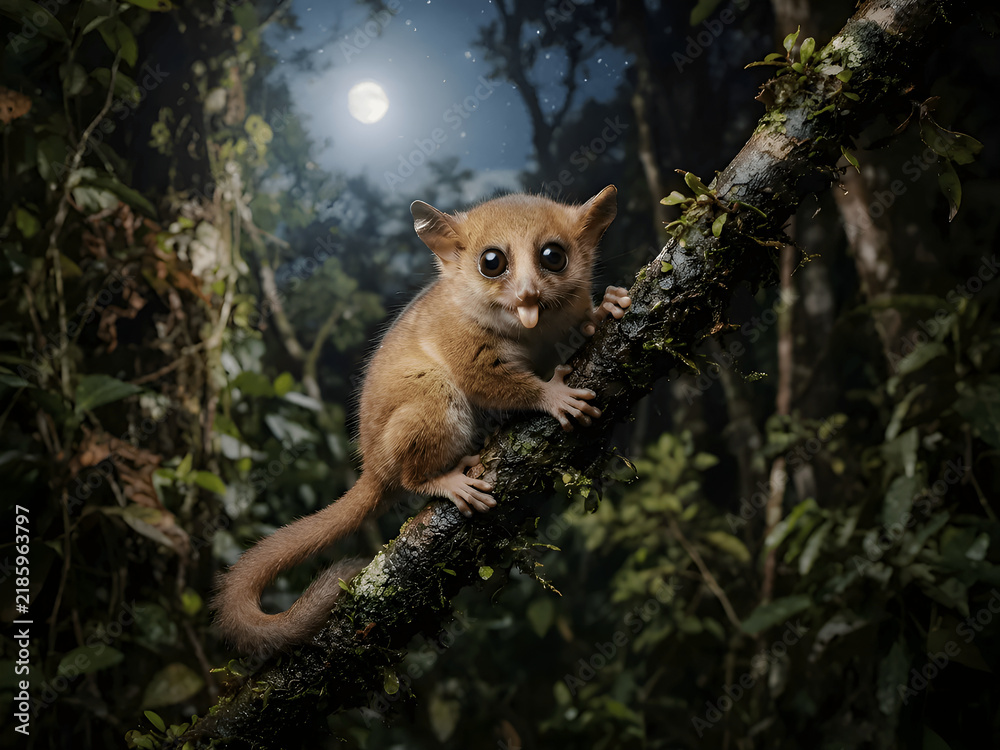 Fototapeta premium pygmy mouse lemur (Microcebus myoxinus) clinging