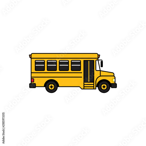 Yellow School Bus Cutout Object Shown from the Side View