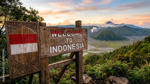 Welcome To Indonesia Scenic Mountain Landscape Vista