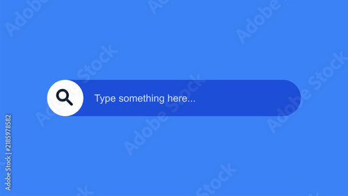 Modern Search Bar UI Element with Magnifying Glass Icon on Blue Background for Website Navigation and Search Engines