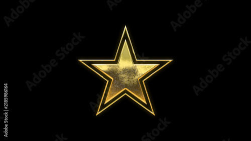 Gold star icon isolated on black background