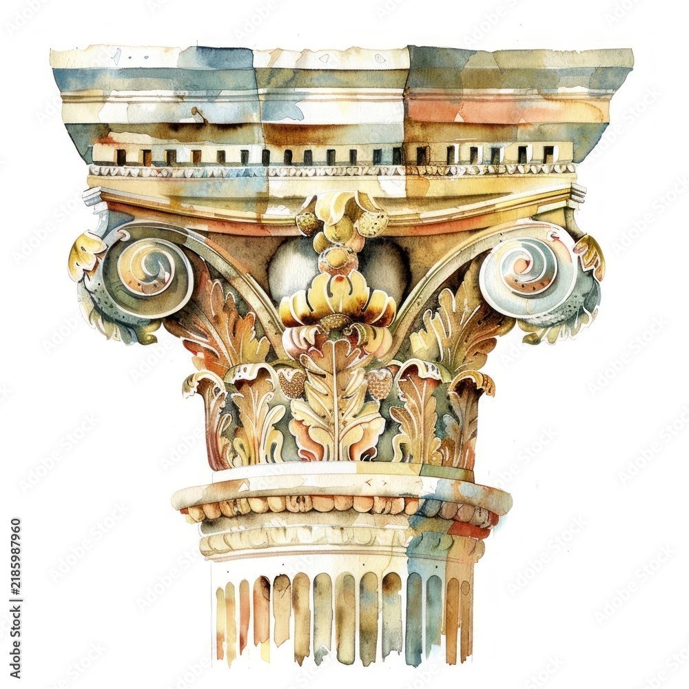 Obraz premium A Greek architecture ornament pillar column symbol.