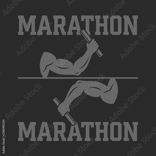Dynamic Marathon Relay Race Symbol With Muscular Arms Exchanging Baton