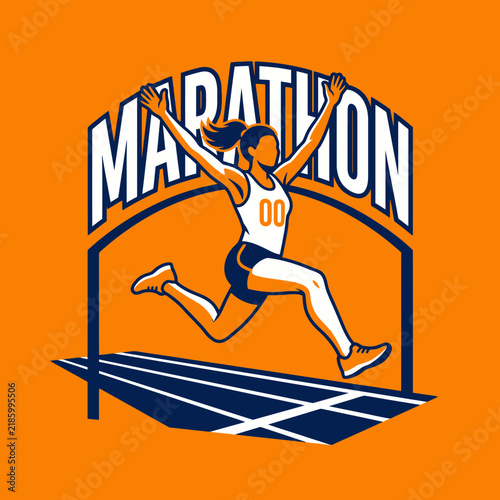 Dynamic Marathon Runner Celebrating Victory on Track