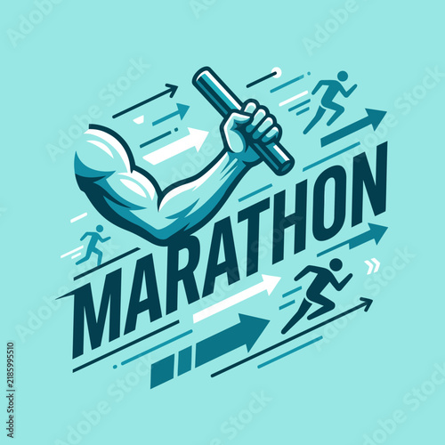 Dynamic Marathon Runner Concept Artwork With Arm and Baton