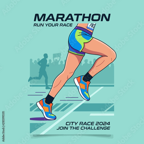 Dynamic Marathon Runner Captures The Spirit Of Athletic Competition And Endurance