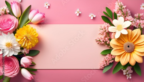 spring floral promotion banner with blooming bouquet and seasonal discount offer for elegant shopping