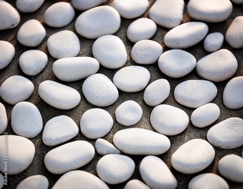 white pebble stones covering ground surface outdoor closeup